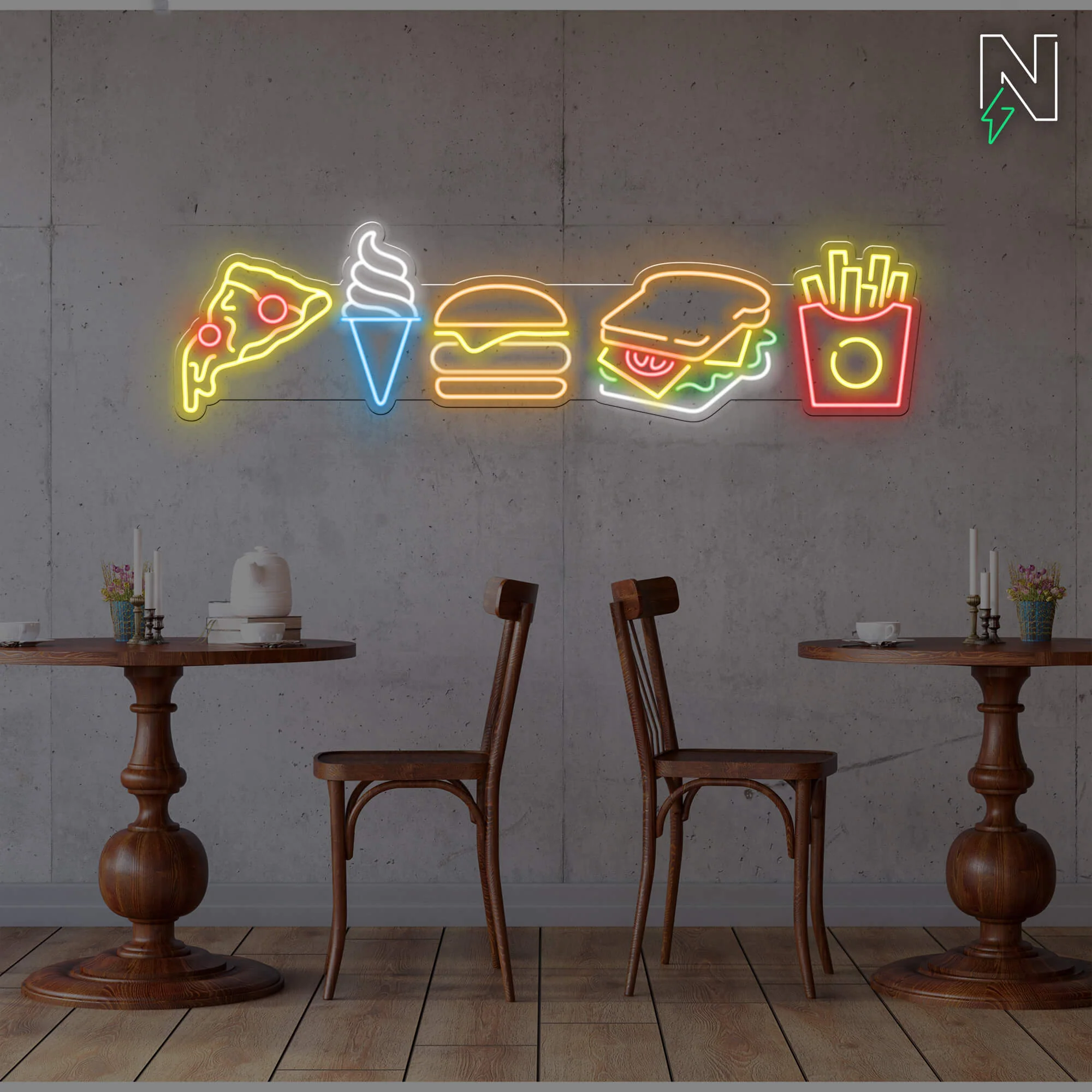 Burgers Fries & Vibes Neon Sign - Image 2