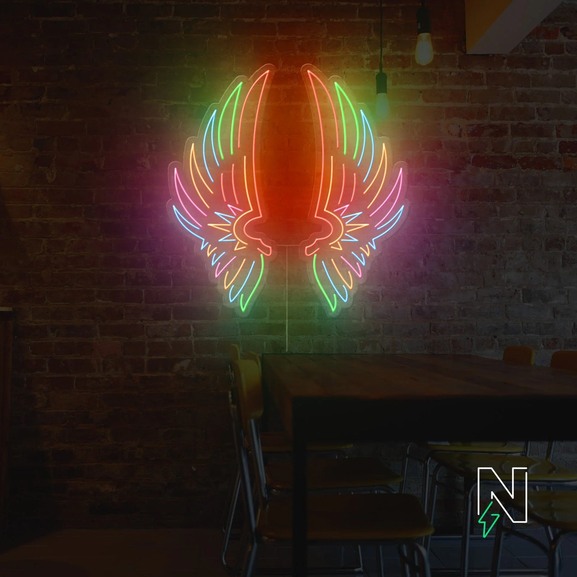 Colourful Wings Neon Sign - Image 3