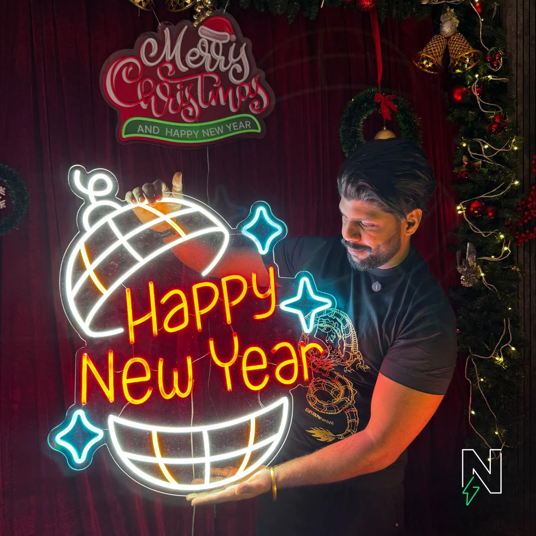 Happy New Year With Bells Neon Sign - Image 2