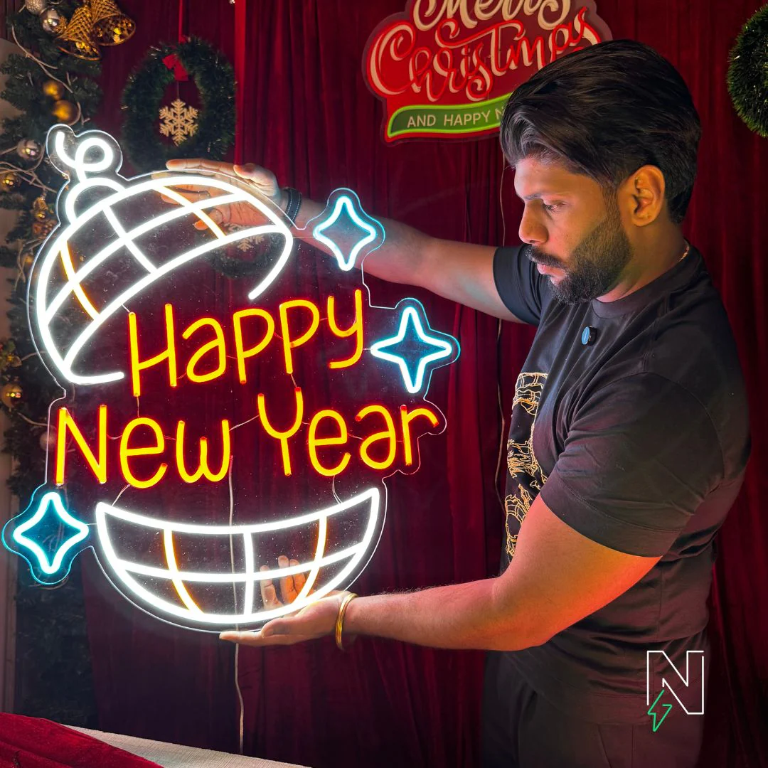 Happy New Year With Bells Neon Sign - Image 3