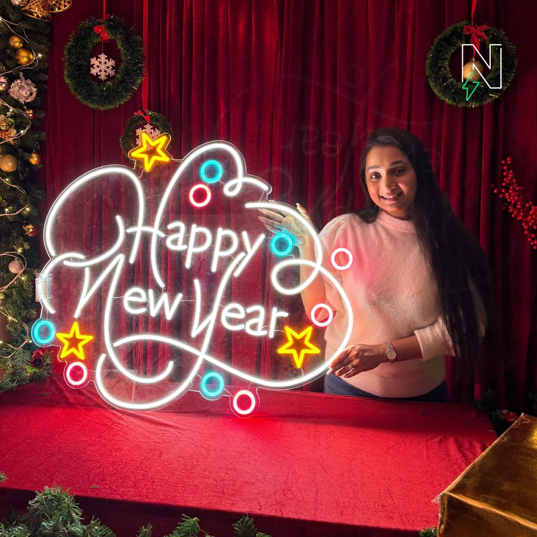 Happy New Year With Stars Neon Sign - Image 3