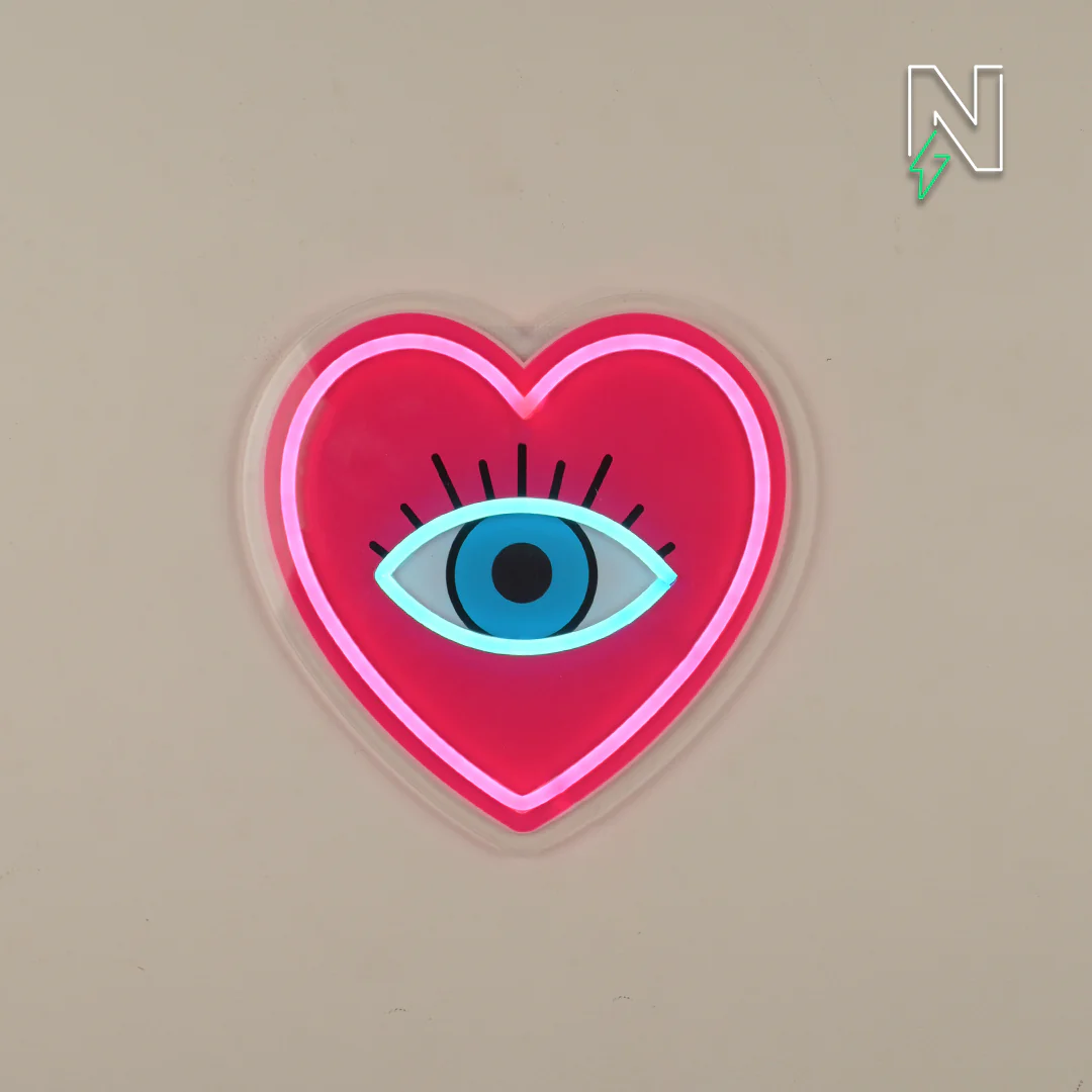 Heart with Evil Eye Neon Sign - Image 2