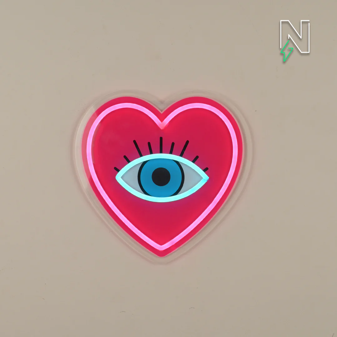 Heart with Evil Eye Neon Sign - Image 3