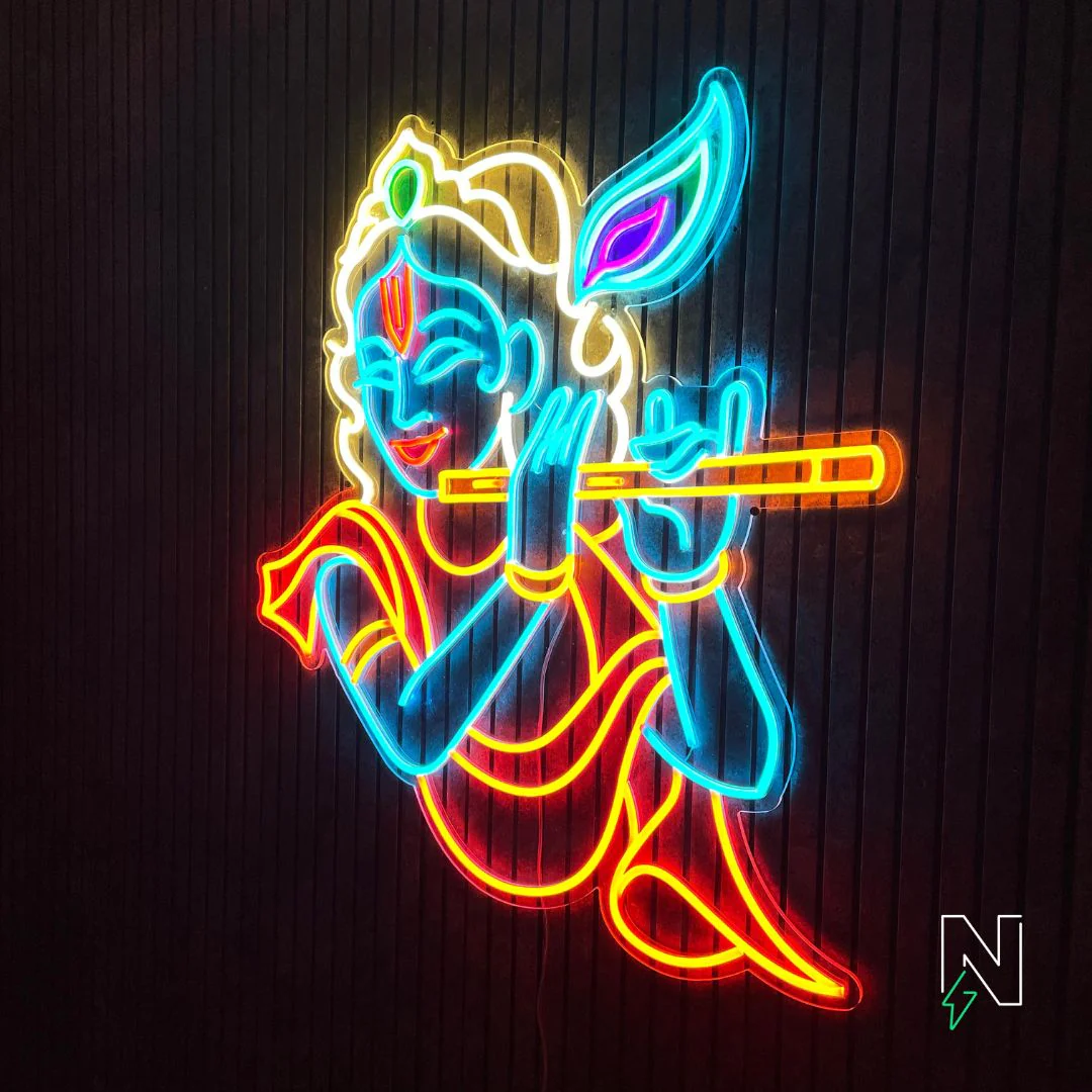 Krishna With Flute Neon Sign - Image 4
