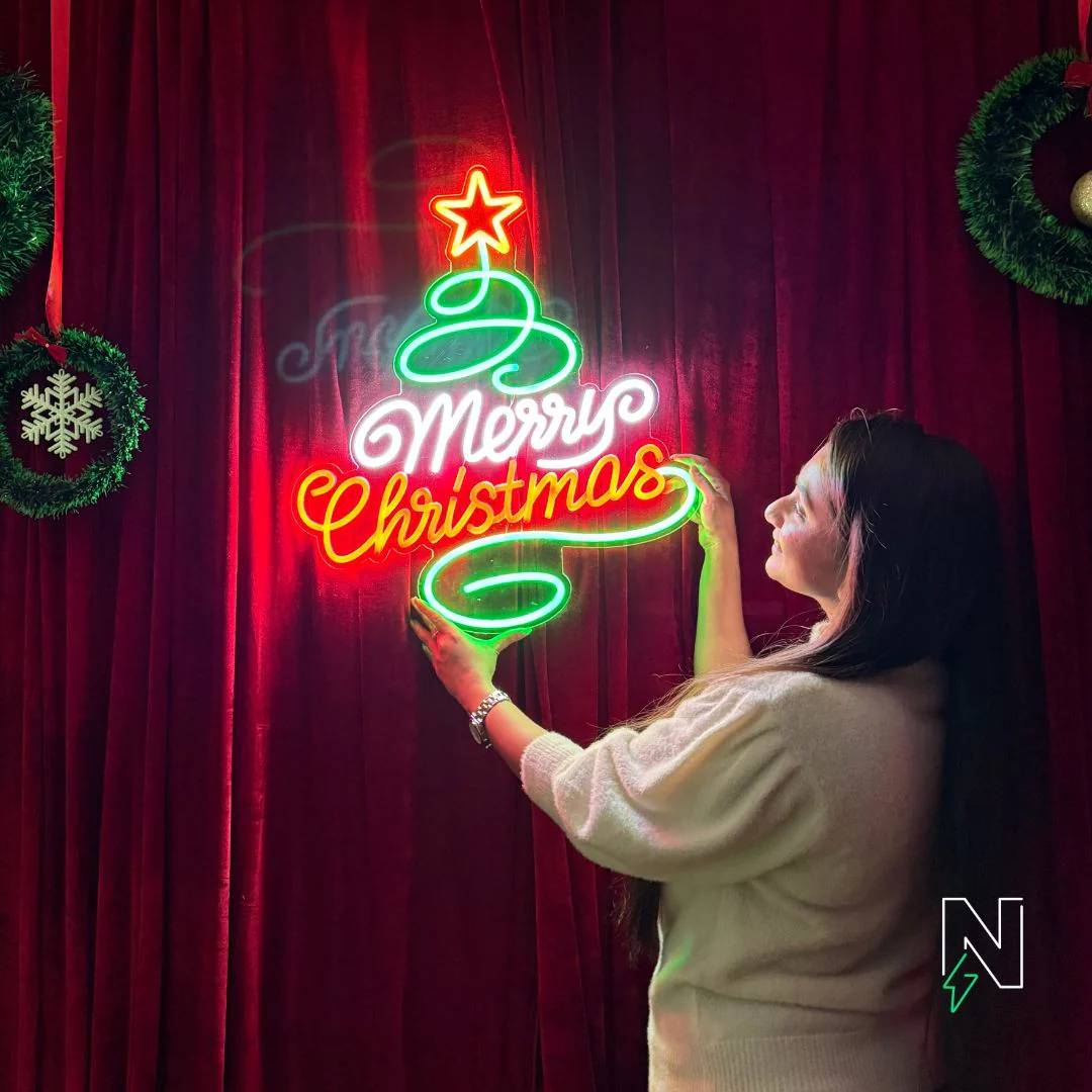 Merry Christmas With Christmas Tree Neon Sign - Image 3