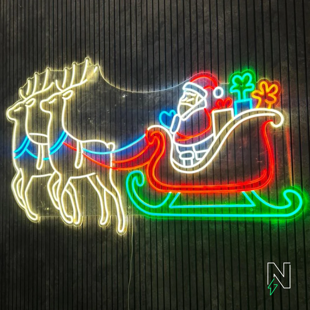 Santa Sleigh Neon Sign - Image 2