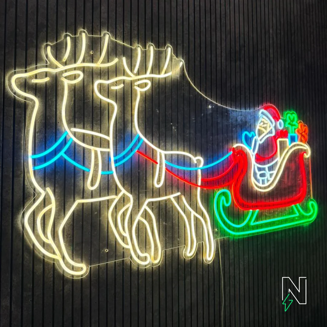 Santa Sleigh Neon Sign - Image 3