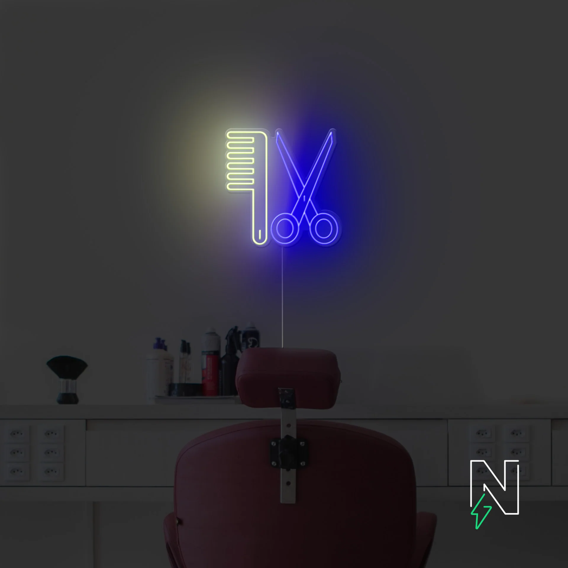 Scissors Comb Neon Sign - Image 2
