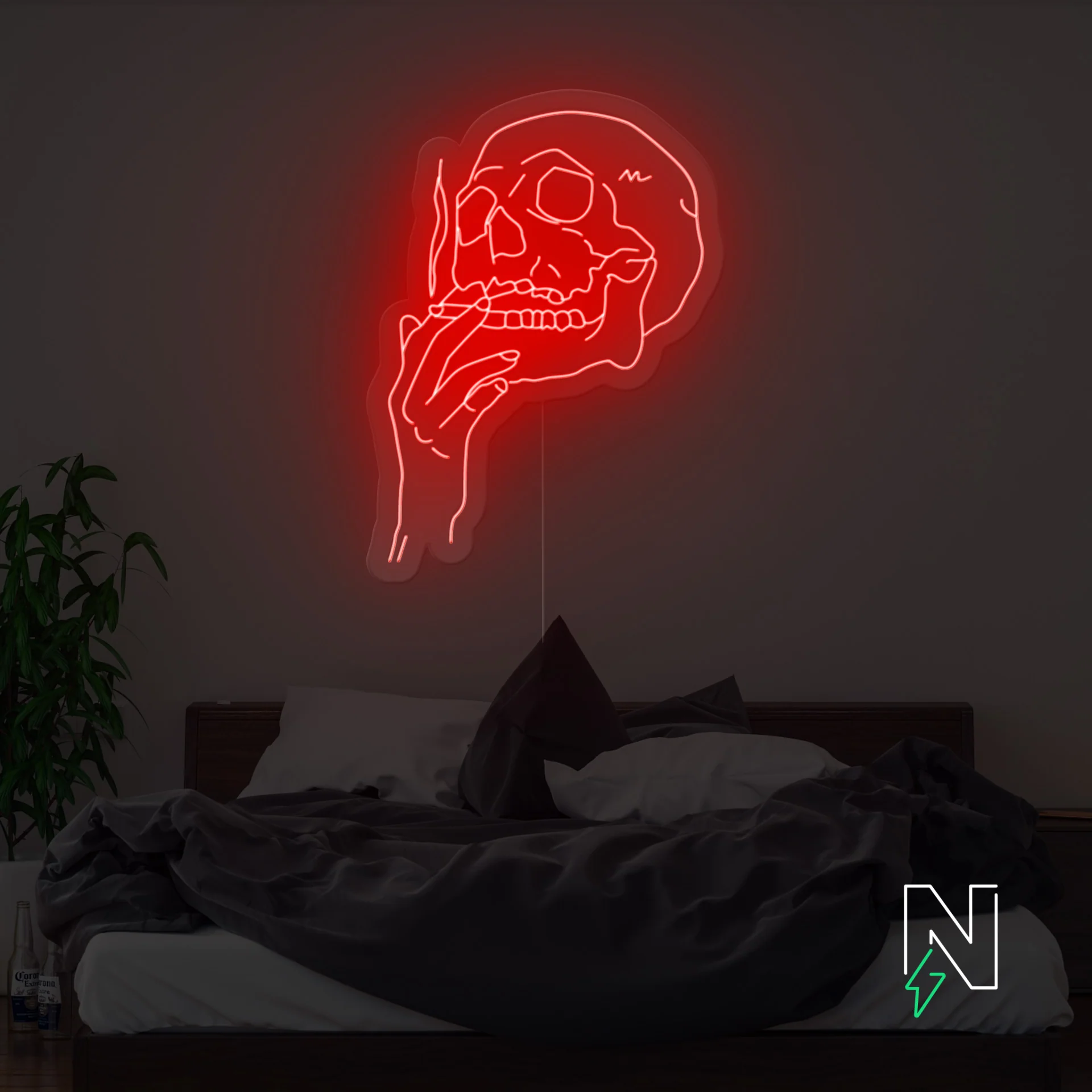 Smoking Skull Neon Sign - Image 2