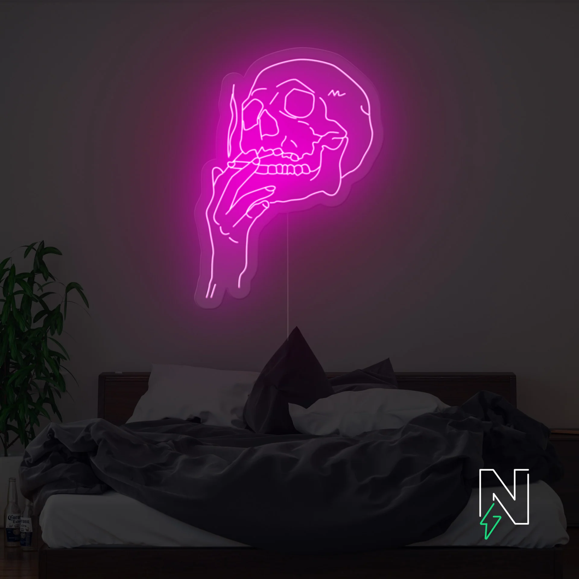 Smoking Skull Neon Sign - Image 6